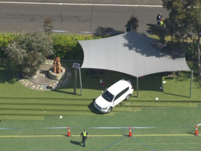 The car crashed into the school fence of Auburn South Primary School. Picture: ABC