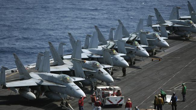 US fighter jets aboard the USS Eisenhower. Picture: AFP