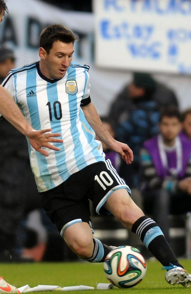 Messi on the ball for Argentina.