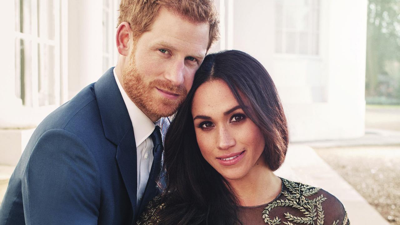 Prince Harry and Meghan Markle in an official engagement photo. Picture: Alexi Lubomirski via AP)