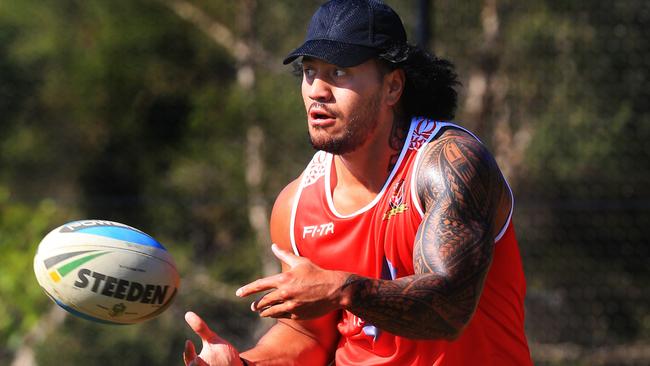 Jorge Taufua during Tonga training. Pic: Mark Evans