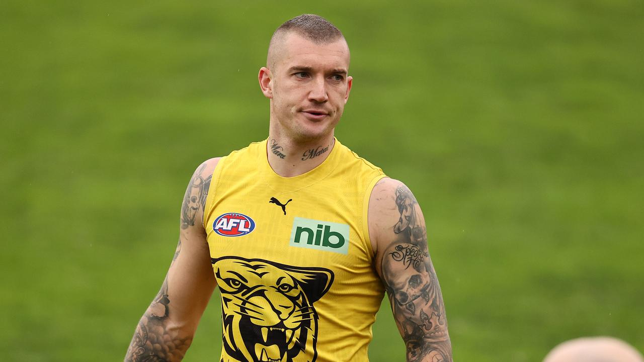 Dustin Martin at Tigers training. Picture: Michael Klein