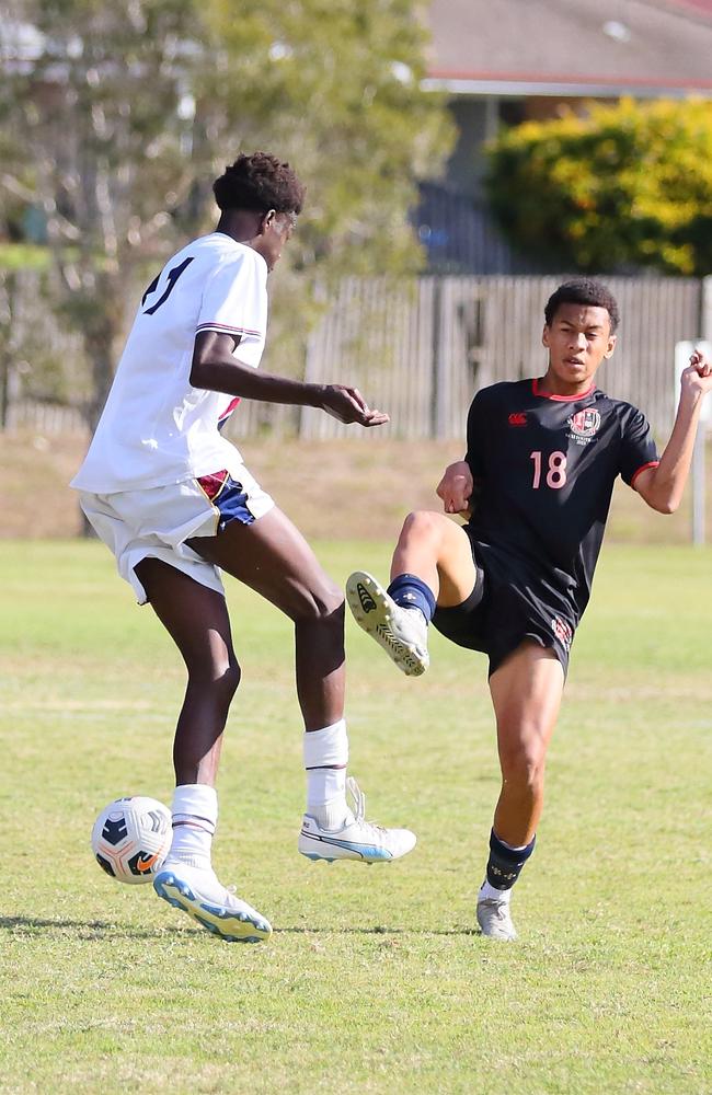 GPS First XI football between Brisbane State High and Gregory Terrace. Saturday May 27, 2023. Picture courtesy of George Galanos.