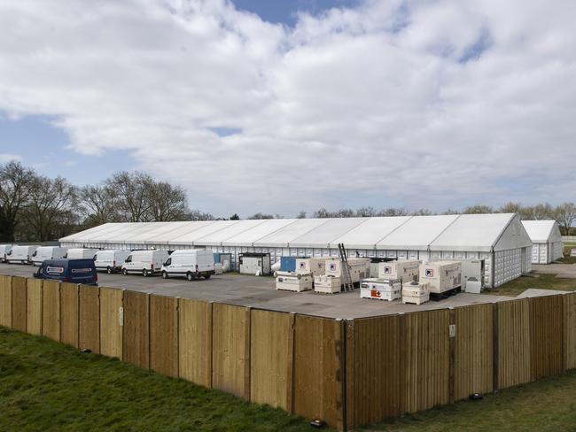 A makeshift morgue on Wanstead Flats in London. Picture: Getty Images