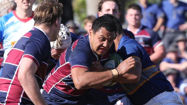 GPS schoolboy rugby union game between The Southport School and Churchie. TSS Player No6 Amare Milford Churchie Player No Picture Mike Batterham