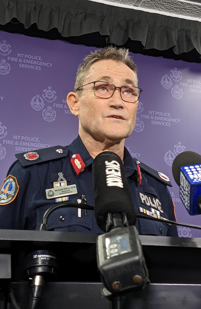 NT Police Assistant Commissioner Michael White gives an update on missing woman Angie Fuller, who was last seen in Alice Springs on January 9. Picture: Jason Walls