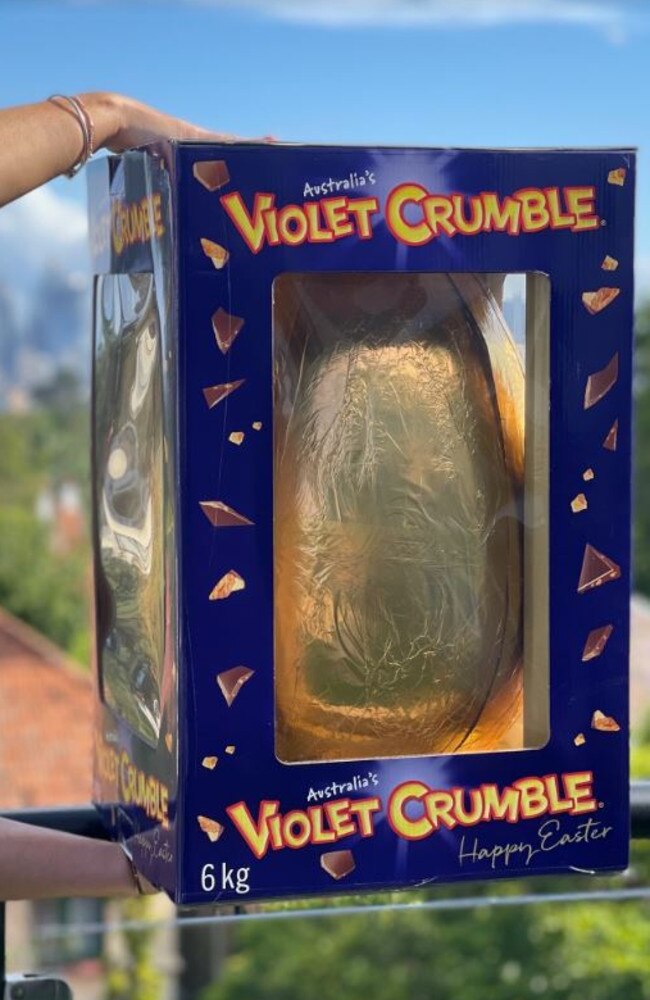 Violet Crumble chocolate bar transformed into mammoth 6kg Easter egg. Picture: Supplied