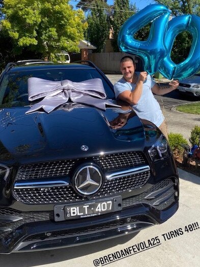 Brendan Fevola with his 40th birthday present. Picture: Instagram