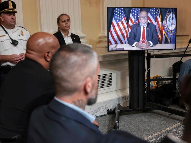 US Representative and committee chairman Bennie Thompson delivers opening remarks via video. Picture: AFP