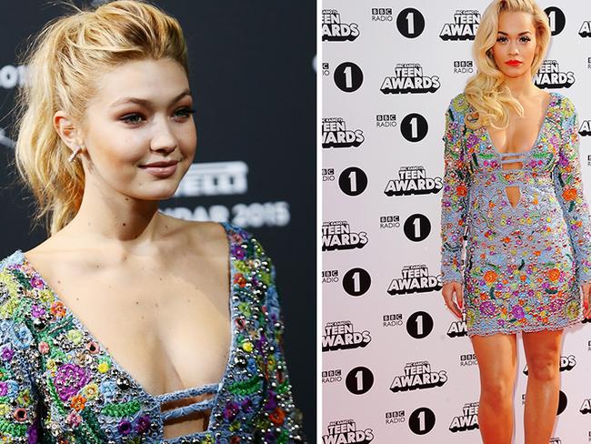 Left, model Gigi Hadid attends the 2015 Pirelli Calendar Red Carpet on November 18, 2014 in Milan, Italy. Right, singer Rita Ora attends the Radio One Teen Awards at Wembley Arena on October 19, 2014 in London, England. Picture: Getty Picture: Getty