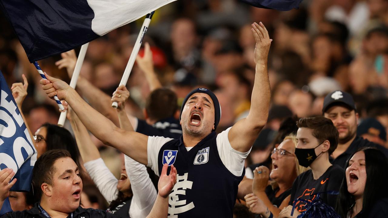 Seats are almost sold out for Carlton’s blockbuster season opener against Richmond. Picture: Michael Willson/AFL Photos via Getty Images