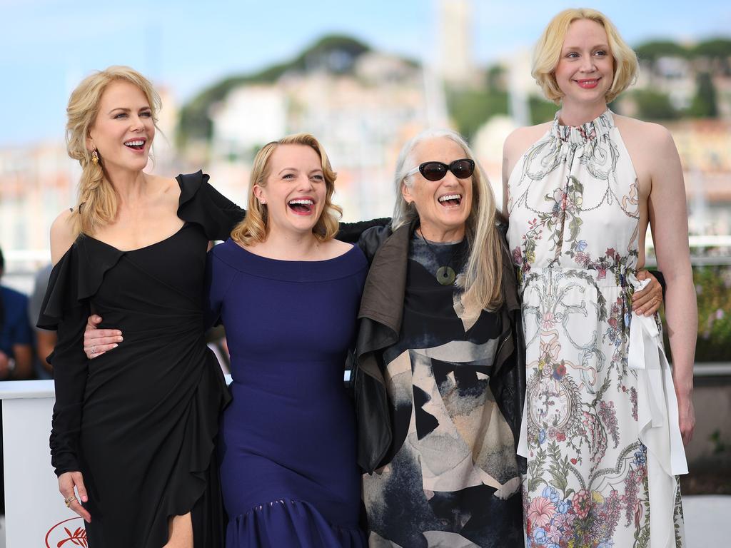 Nicole Kidman, Elisabeth Moss, Jane Campion and Gwendoline Christie attend the “Top Of The Lake: China Girl” photocall during the 70th annual Cannes Film Festival at Palais des Festivals on May 23, 2017 in Cannes, France. Picture: AFP