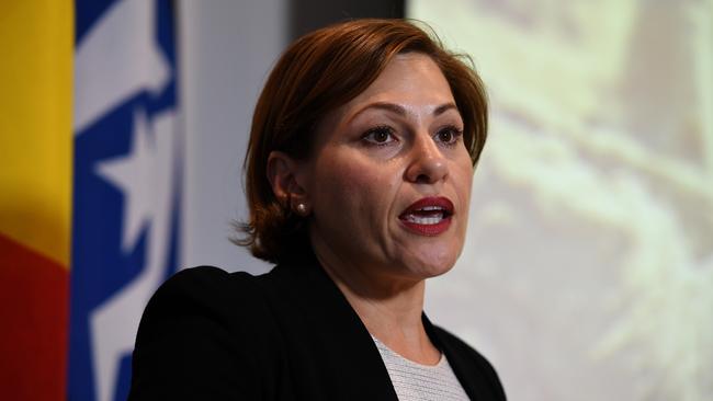 Queensland Treasurer Jackie Trad delivers the Mid-Year Fiscal and Economic Review. Picture: AAP/Dan Peled