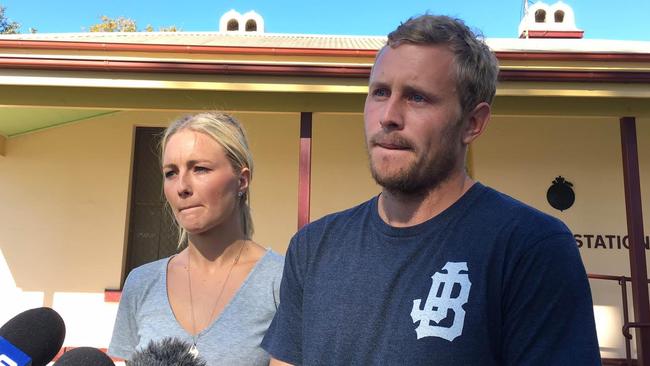 Surfer Joel did not hesitate when he heard his mate Brett Connellan screaming. After pulling him to shore he and his girlfriend, Agie, provided first aid.