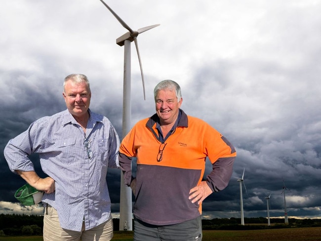 Craig Henderson and Ross Johns with windmills