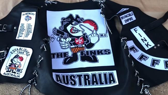 A NSW Police image of Finks patches.