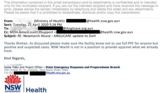 The email from NSW Health about PPE