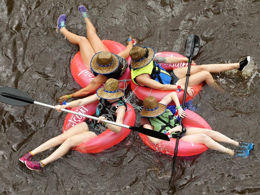 The annual Australia Day Raft and Craft Race down the Namoi River near Gunnedah in north west NSW attracted hundreds of competitors. Picture: Peter Lorimer