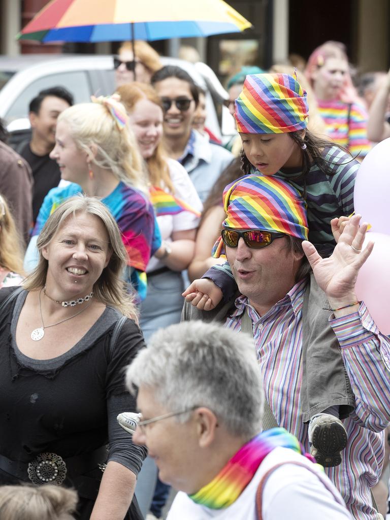 Pride March through Hobart. Picture Chris Kidd