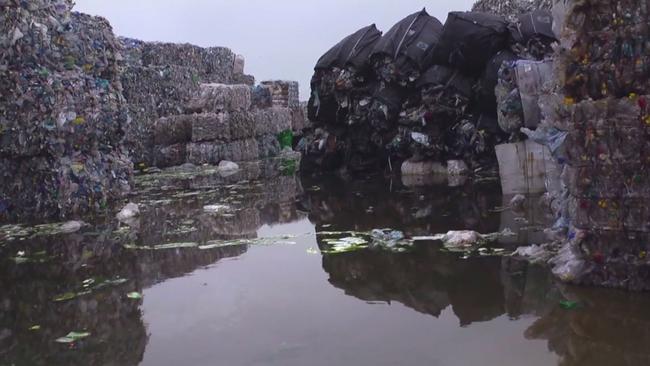 Mounds of waste outside the town.