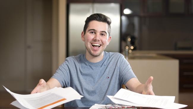 Dylan Company, 19, finished VCE after three years while suffering a rare cancer in his blood and spleen. Picture: Sarah Matray