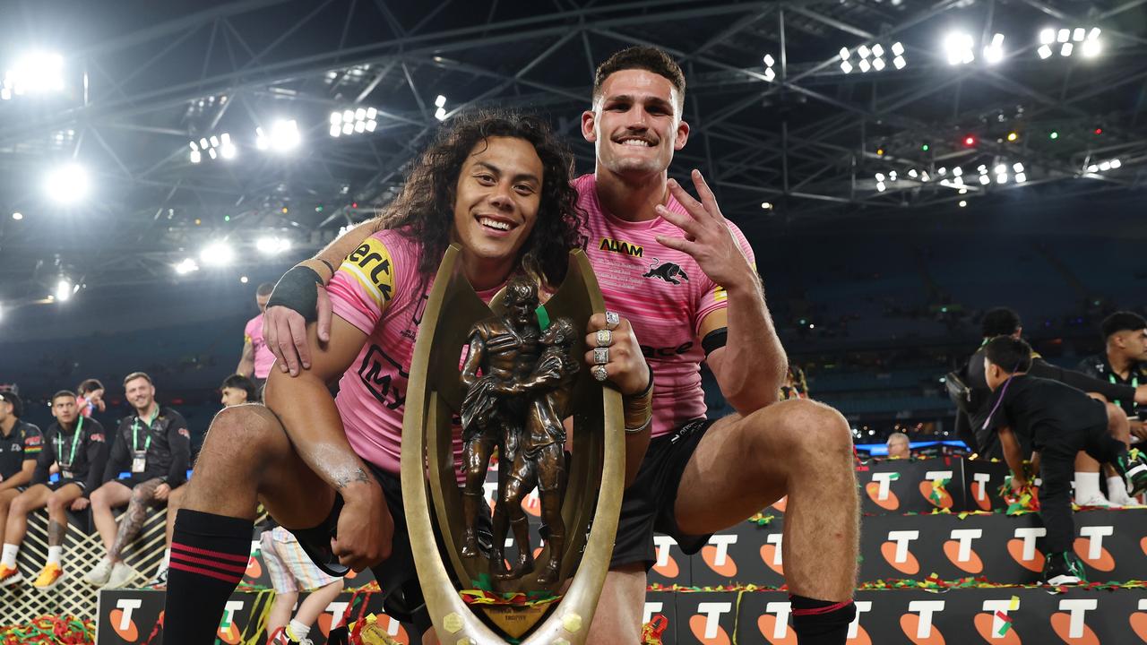 Jarome Luai and Nathan Cleary enjoyed unprecedented success together at the Panthers. Picture: Cameron Spencer/Getty Images