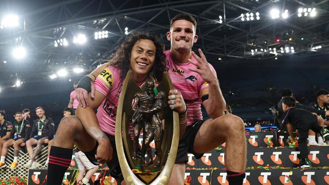 Jarome Luai and Nathan Cleary enjoyed unprecedented success together at the Panthers. Picture: Cameron Spencer/Getty Images
