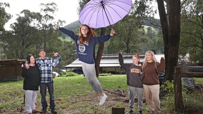 Brooke and Phil Anderson with their kids Tasha, 18, Ella, 12 and Chloe, 17. Picture: Alex Coppel