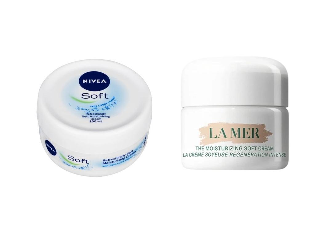 The NIVEA Soft Moisturising Cream versus the La Mer Soft Moisturising Cream.