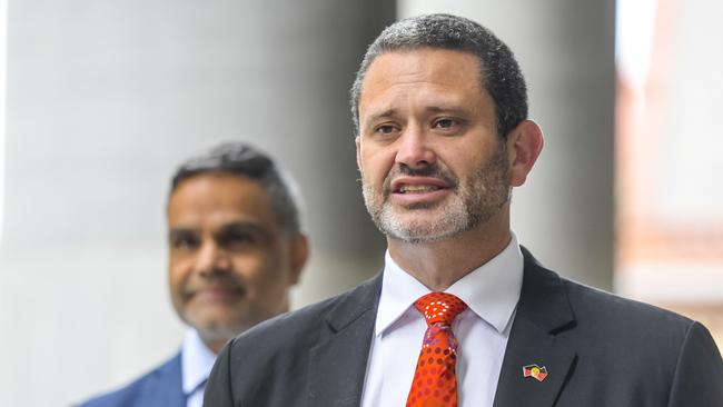 Aboriginal Affairs Minister Kyam Maher and Dale Agius, Commissioner for First Nations Voice to Parliament. Picture: Roy VanDerVegt