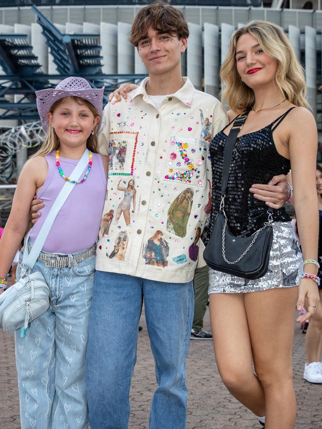 SYDNEY, AUSTRALIA - Daily Telegraph Photos February 26, 2024: A group of Friends at Taylor Swift's The Eras Tour concert held at Accor Stadium in Sydney. Picture: Christian Gilles
