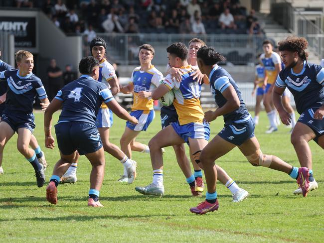 Pictured is The Peter Mulholland Cup at Ringrose Park, Wentworthville today. Patrician Brothers Blacktown v Matraville SHS. Picture: Tim Hunter.