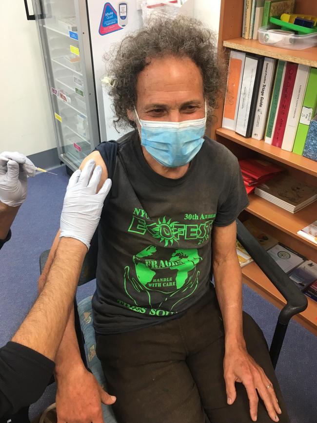 One of Nimbin’s original hippies Benny Zable gets vaccinated - and loses friends. Picture: Supplied