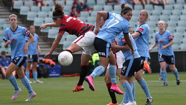 The Wanderers and Sydney FC in action last season.