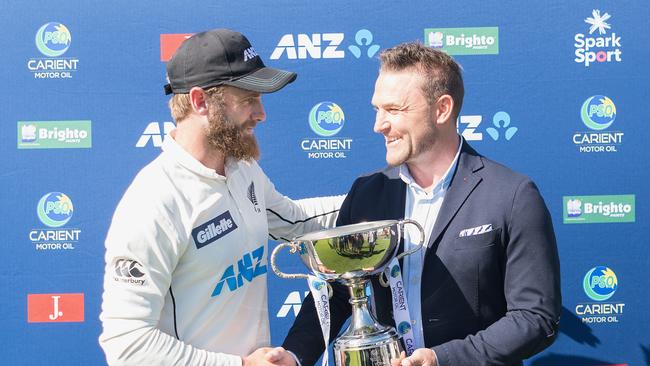 Captain Kane Williamson (L() has led New Zealand to the top of world cricket. Picture: Getty