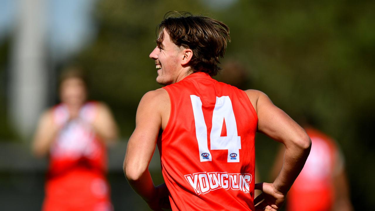 Will McLachlan celebrates a goal for the Young Guns. Picture: Josh Chadwick/AFL Photos