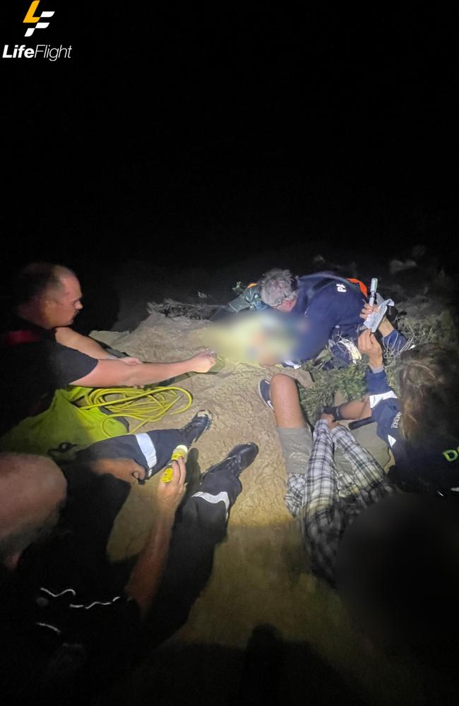 The Sunshine Coast-based LifeFlight aeromedical crew winched a paraglider to safety after he crashed into an 80m sand cliff in the Gympie region on Tuesday, October 22.