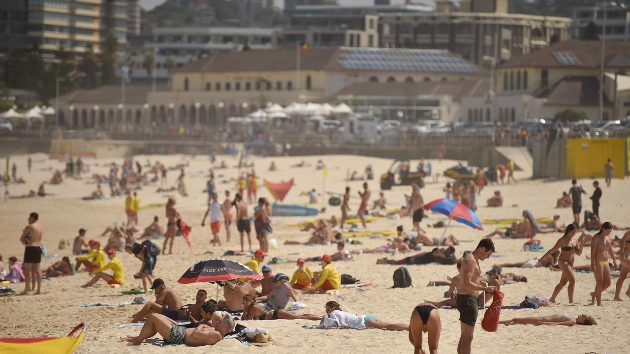 The beaches were closed after huge crowds flocked to Bondi despite government orders not to congregate due to the coronavirus pandemic. Picture: Peter Parks/AFP