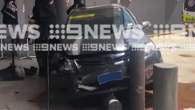 The scene at Nerang Fair after a driver lost control of her vehicle. Picture: 9 News