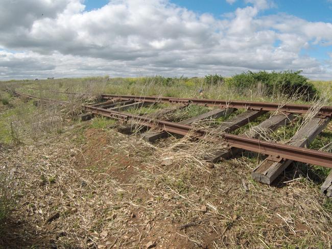 Regional rail lines in disrepair near Tarlee. Picture: SA Regional Rail Alliance