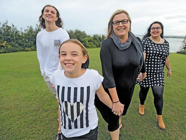 Emma Waite with her children (from left) Hunter, 17; Harry, 10; and Taylor, 22.