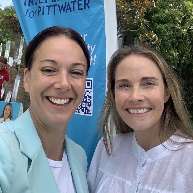 Community independent candidate for the state seat of Pittwater, Jacqui Scruby (right), with the independent federal MP for Mackellar, Sophie Scamps. Picture: Supplied