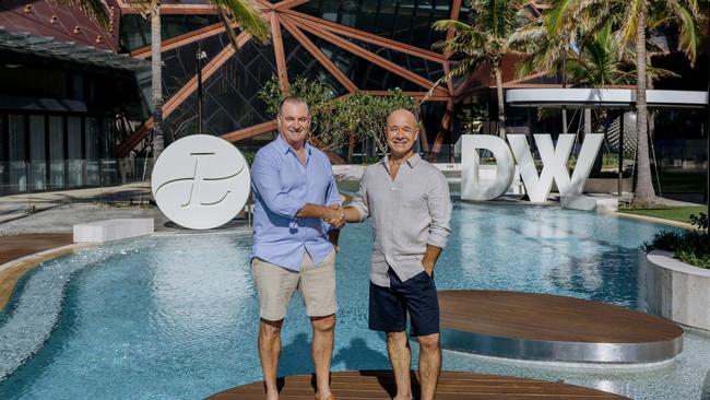 The Langham Gold Coast general manager John O'Shea with Dreamweavers managing director John Harris.