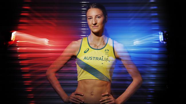 7/7/21 - WEEKEND TELEGRAPHS SPECIAL. MUST TALK WITH PIC ED JEFF DARMANIN BEFORE PUBLISHING. EMBARGO WARNING - MUST BE CLEARED BY WEEKEND TELEGRAPH EDITOR MICK CARROLL BEFORE PUBLISHING - Australian Olympian Nicola McDermott pictured in studio before the Tokyo 2021 games. Picture: Sam Ruttyn