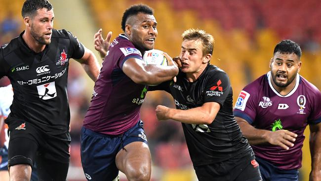 Samu Kerevi on the charge for the Reds. Picture: Getty Images