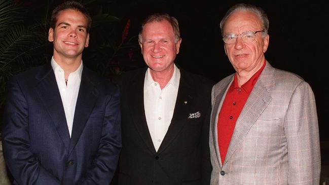 Lachlan Murdoch, Ken Cowley and Rupert Murdoch.