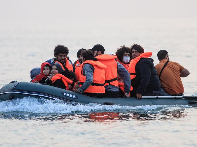 Migrants as they illegally cross the English Channel from France to Britain on September 11, 2020. Picture: AFP