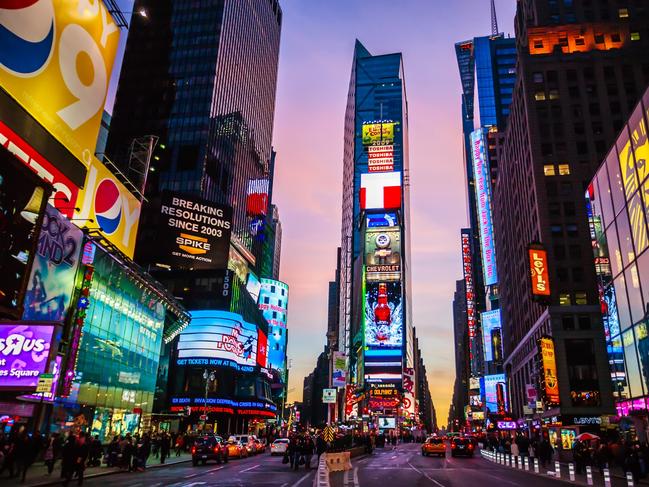 Times Square is a busy tourist intersection of neon art and commerce and is an iconic street of New York City where many Broadway shows are. Picture: Istock