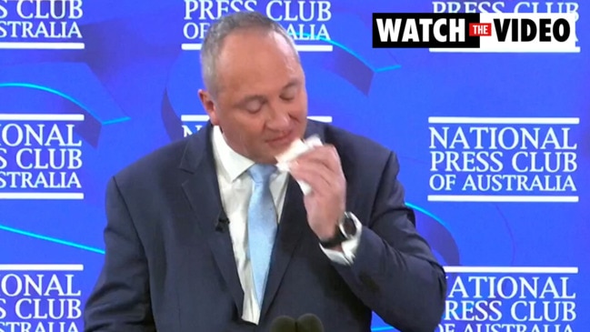 Barnaby Joyce suffers a nose bleed speaking at the NPC