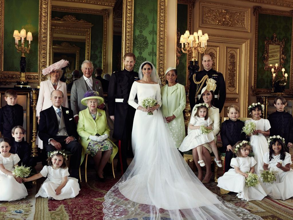 The royal family in happier times, on Harry and Meghan’s wedding day. Picture: Best Image/BACKGRID